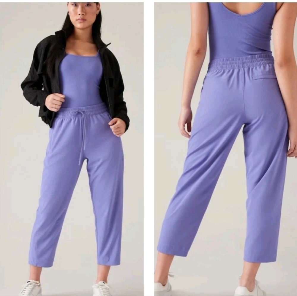 Athleta Arrival Casual Cropped Pants In Adonis Blue Womens Size 8 - Picture 1 of 8